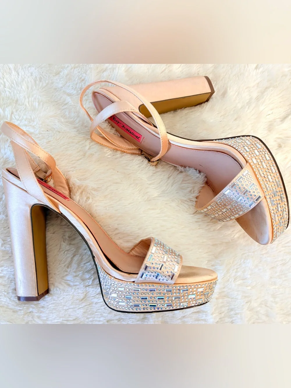 Betsey Johnson Blush Pink Rhinestone Platform Heels